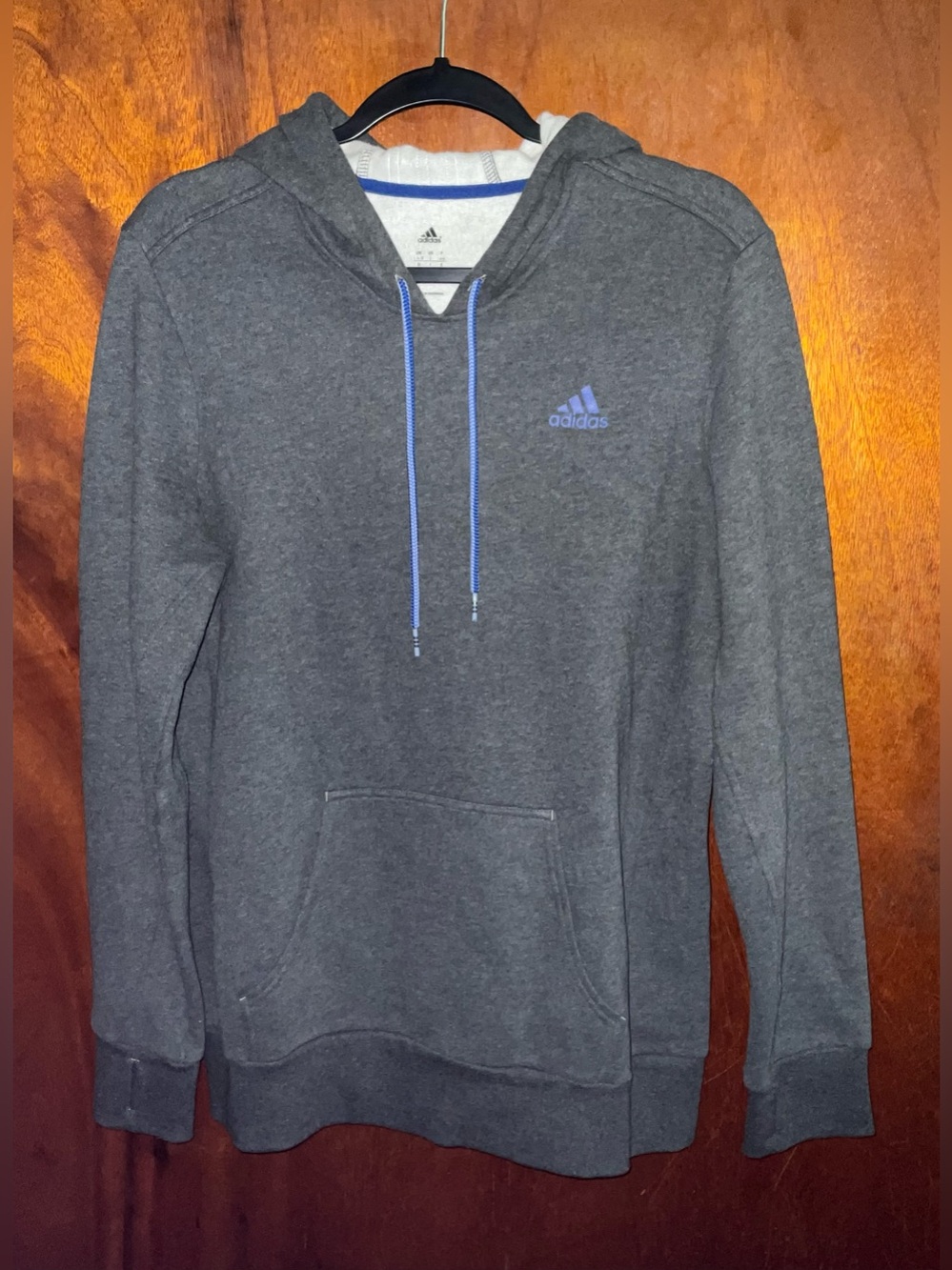 adidas Men's Dark Gray Hoodie with Blue Accents